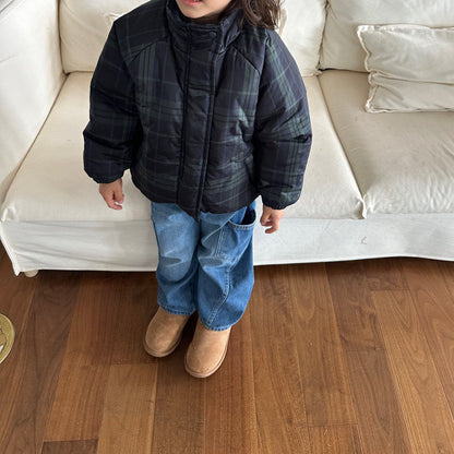 Toddler W25 Plaid Padded Mock Neck Zip Up Jacket (2 - 7y) - 3 Colors kids outfit