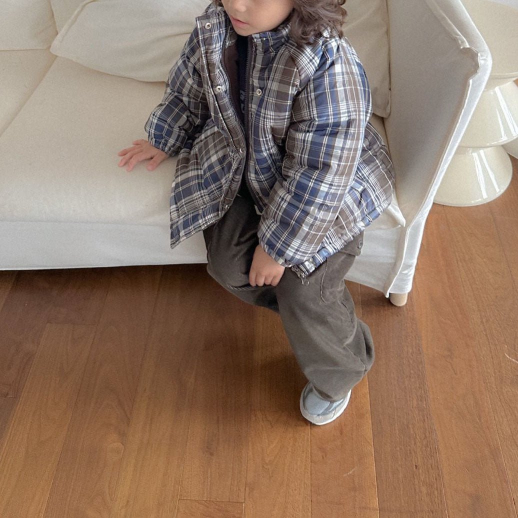 Toddler W25 Plaid Padded Mock Neck Zip Up Jacket (2 - 7y) - 3 Colors kids outfit