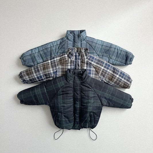 Toddler W25 Plaid Padded Mock Neck Zip Up Jacket (2 - 7y) - 3 Colors kids outfit