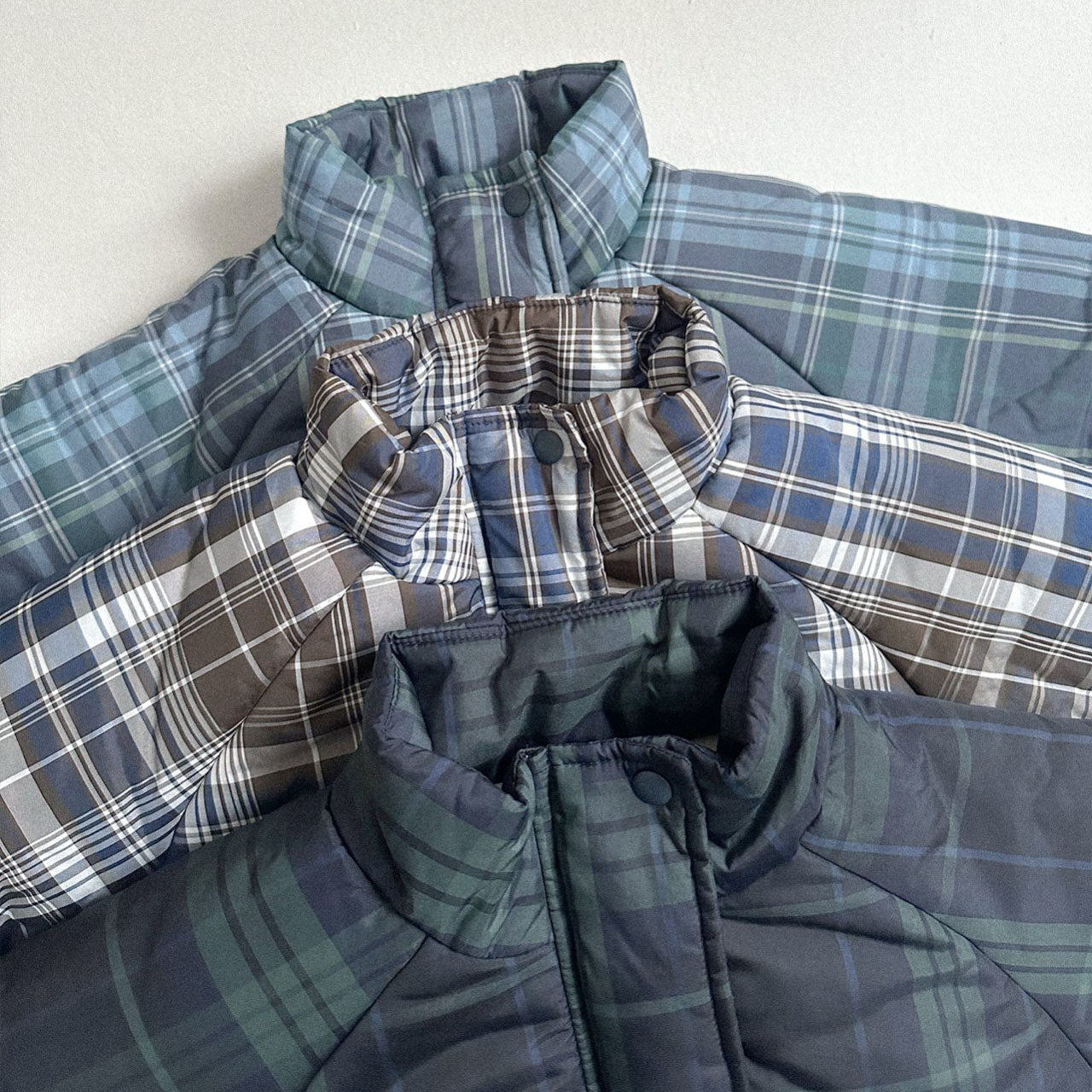 Toddler W25 Plaid Padded Mock Neck Zip Up Jacket (2 - 7y) - 3 Colors kids outfit