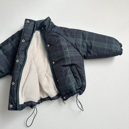 Toddler W25 Plaid Padded Mock Neck Zip Up Jacket (2 - 7y) - 3 Colors kids outfit