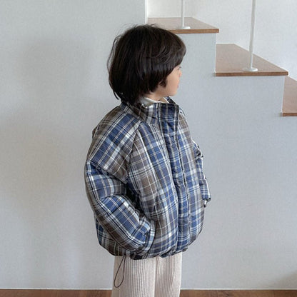 Toddler W25 Plaid Padded Mock Neck Zip Up Jacket (2 - 7y) - 3 Colors kids outfit
