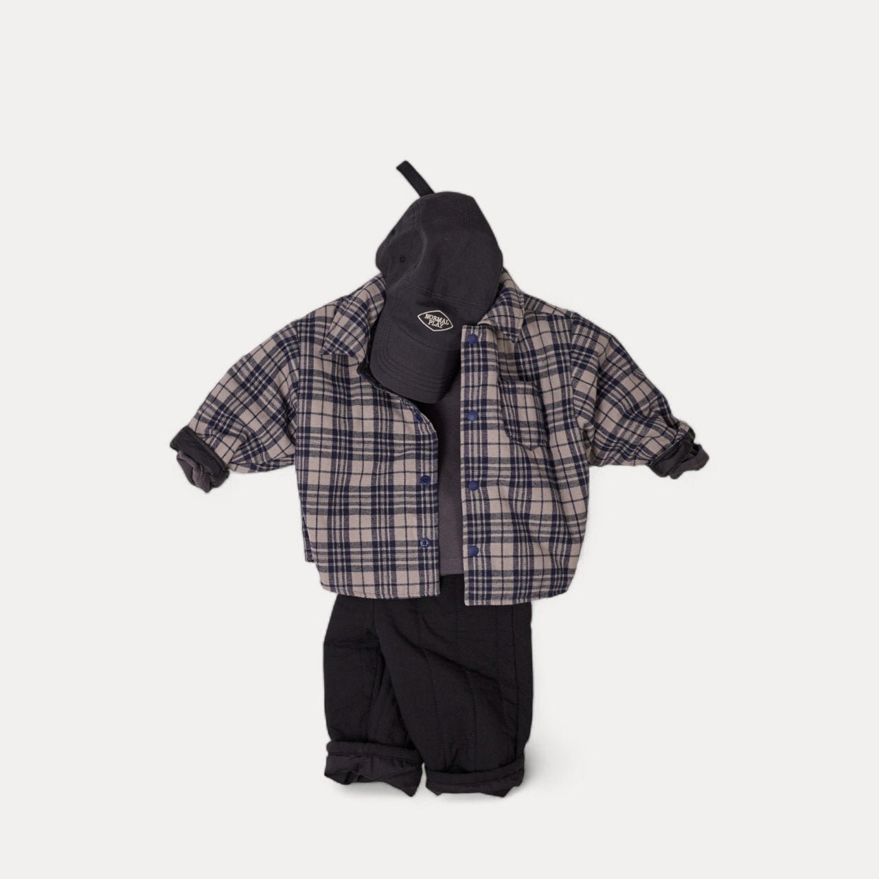 Toddler W25 Plaid Reversible Padded Shirt Jacket (2 - 8y) - Navy kids outfit