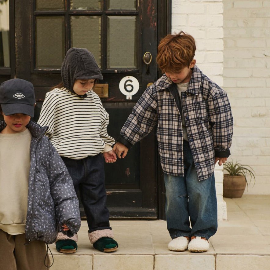 Toddler W25 Plaid Reversible Padded Shirt Jacket (2 - 8y) - Navy kids outfit