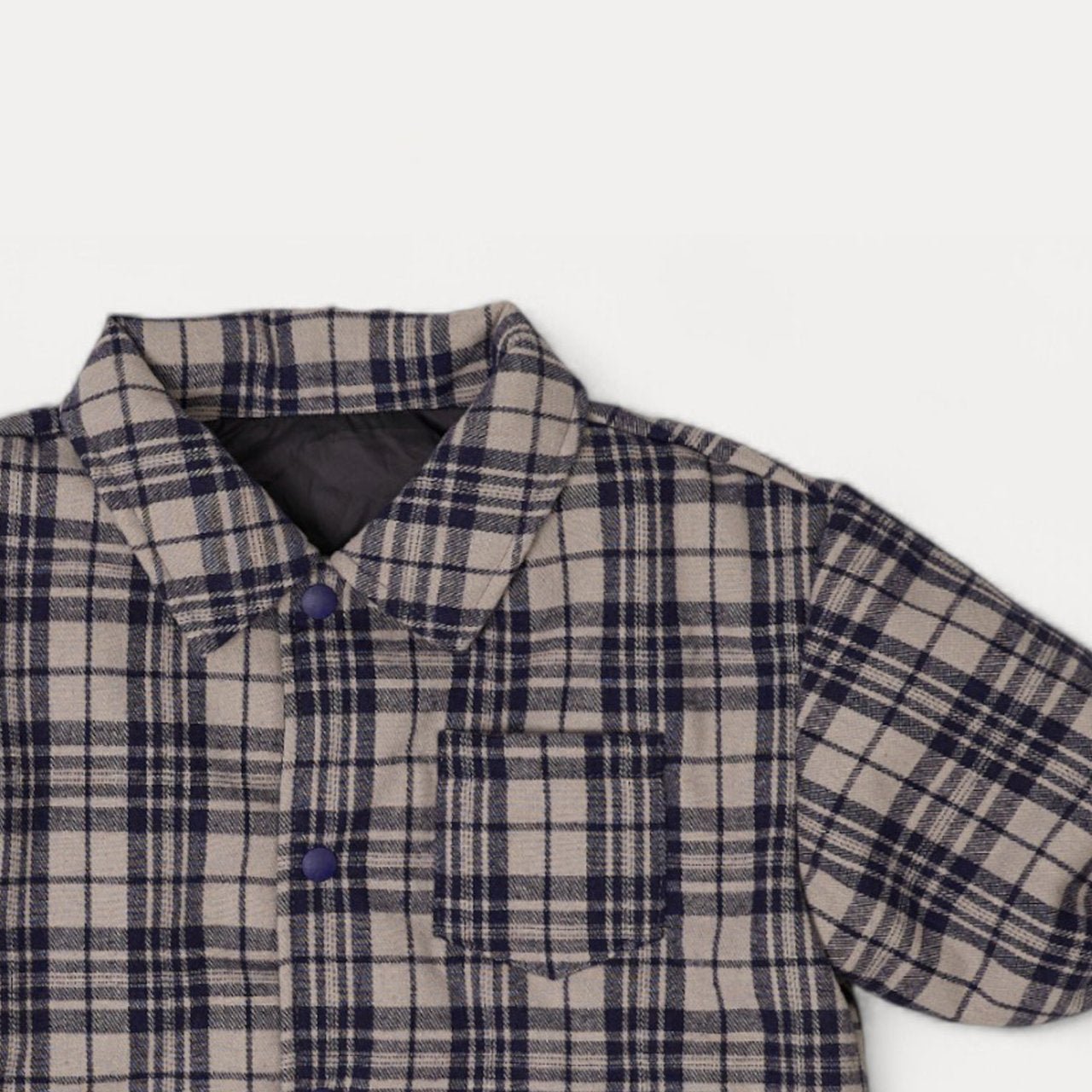 Toddler W25 Plaid Reversible Padded Shirt Jacket (2 - 8y) - Navy kids outfit