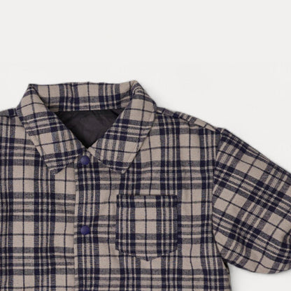 Toddler W25 Plaid Reversible Padded Shirt Jacket (2 - 8y) - Navy kids outfit