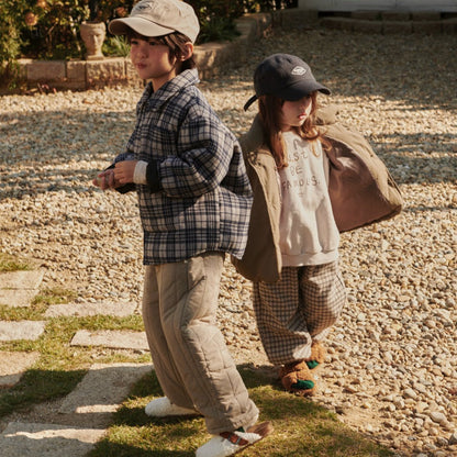 Toddler W25 Plaid Reversible Padded Shirt Jacket (2 - 8y) - Navy kids outfit