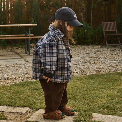 Toddler W25 Plaid Reversible Padded Shirt Jacket (2 - 8y) - Navy kids outfit