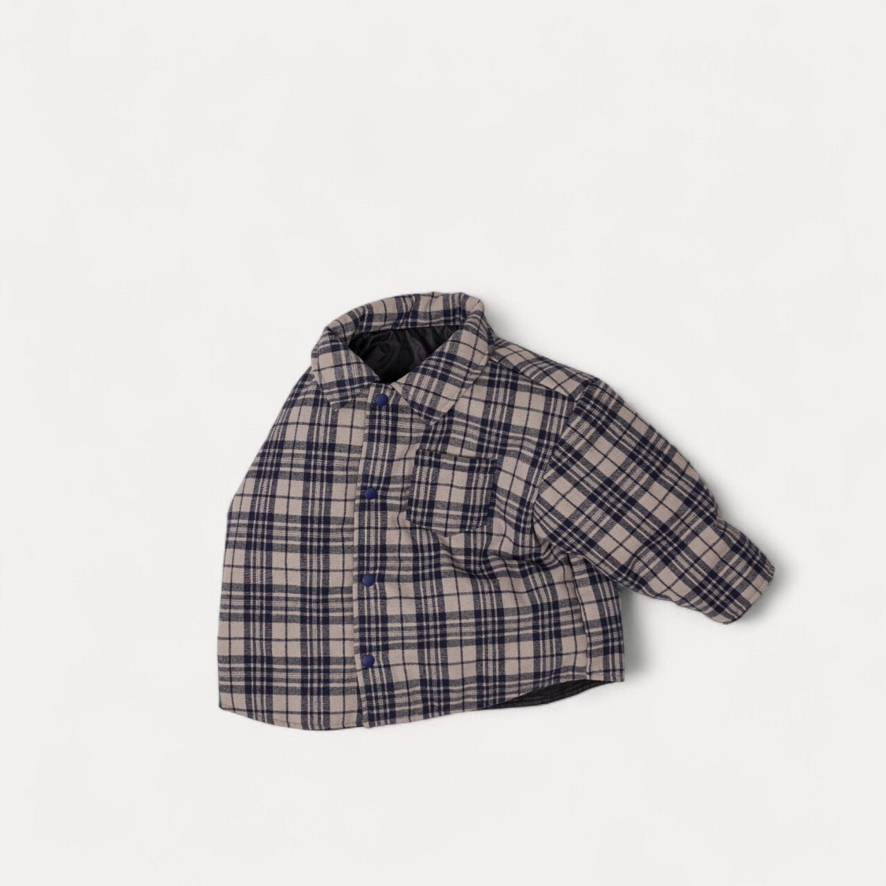 Toddler W25 Plaid Reversible Padded Shirt Jacket (2 - 8y) - Navy kids outfit