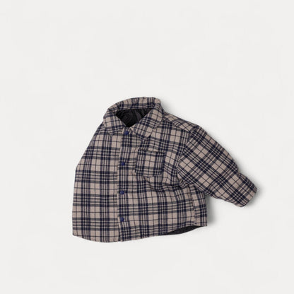 Toddler W25 Plaid Reversible Padded Shirt Jacket (2 - 8y) - Navy kids outfit