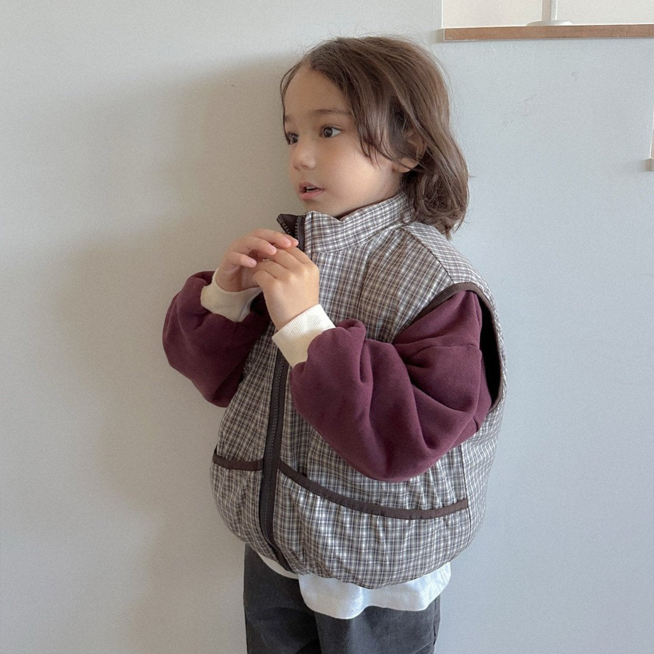 Toddler W25 Plaid Reversible Vest (2 - 7y) - 2 Colors kids outfit