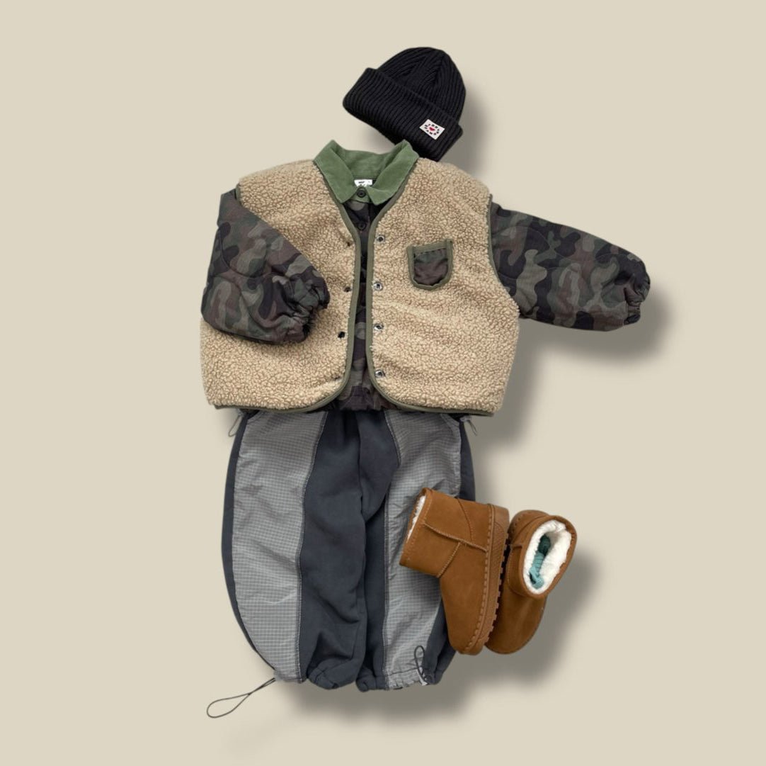 Toddler W25 Quilted Camo / Sherpa Reversible Vest (3 - 7y) - 2 Colors kids outfit