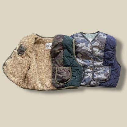 Toddler W25 Quilted Camo / Sherpa Reversible Vest (3 - 7y) - 2 Colors kids outfit