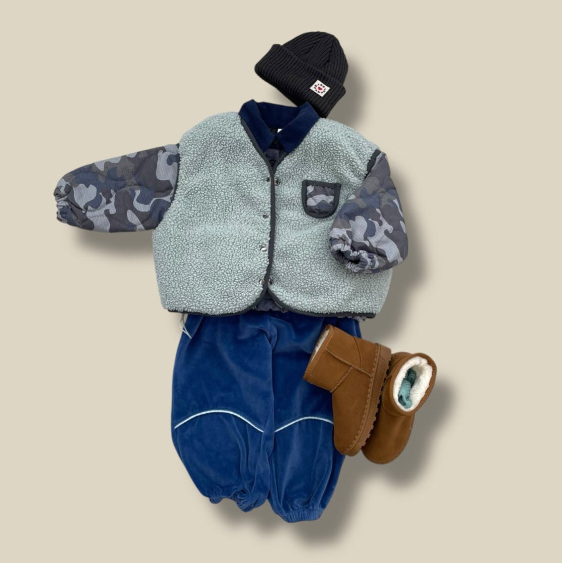 Toddler W25 Quilted Camo / Sherpa Reversible Vest (3 - 7y) - 2 Colors kids outfit