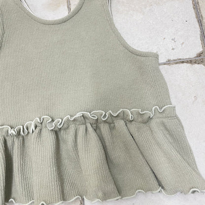 Toddler W25 Ruffle Sleeveless Peplum Top and Wide Pants Set (1 - 7y) - 2 Colors kids outfit