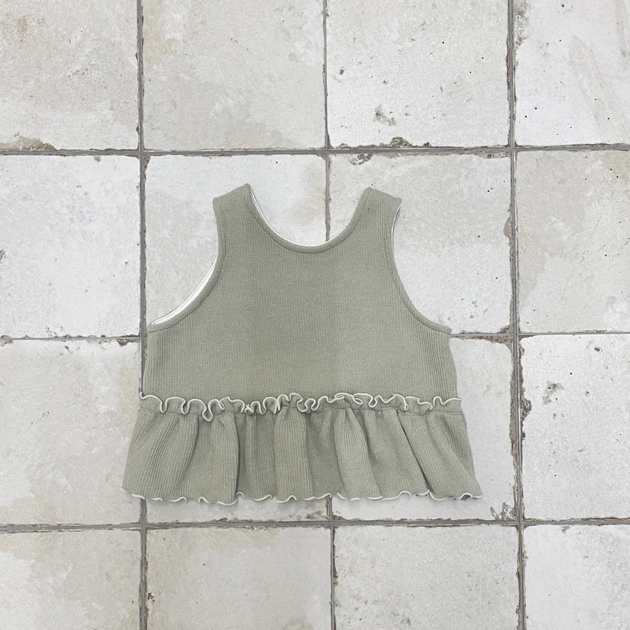 Toddler W25 Ruffle Sleeveless Peplum Top and Wide Pants Set (1 - 7y) - 2 Colors kids outfit