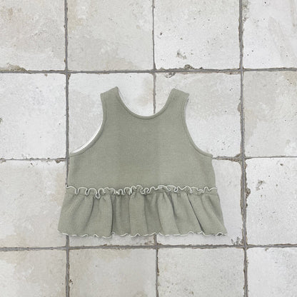 Toddler W25 Ruffle Sleeveless Peplum Top and Wide Pants Set (1 - 7y) - 2 Colors kids outfit