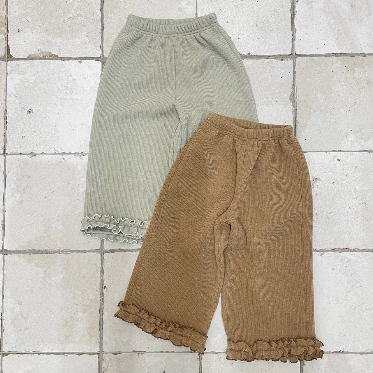 Toddler W25 Ruffle Sleeveless Peplum Top and Wide Pants Set (1 - 7y) - 2 Colors kids outfit