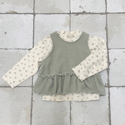 Toddler W25 Ruffle Sleeveless Peplum Top and Wide Pants Set (1 - 7y) - 2 Colors kids outfit