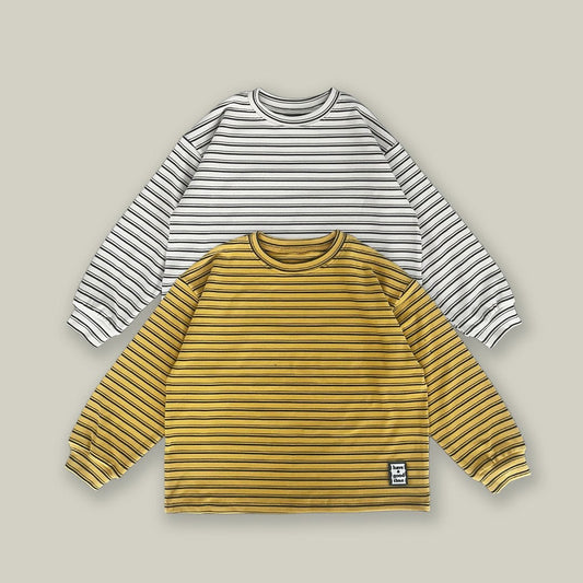 Toddler W25 Stripe Long Sleeve Loose Fit Top (2 - 8y) - 2 Colors kids outfit