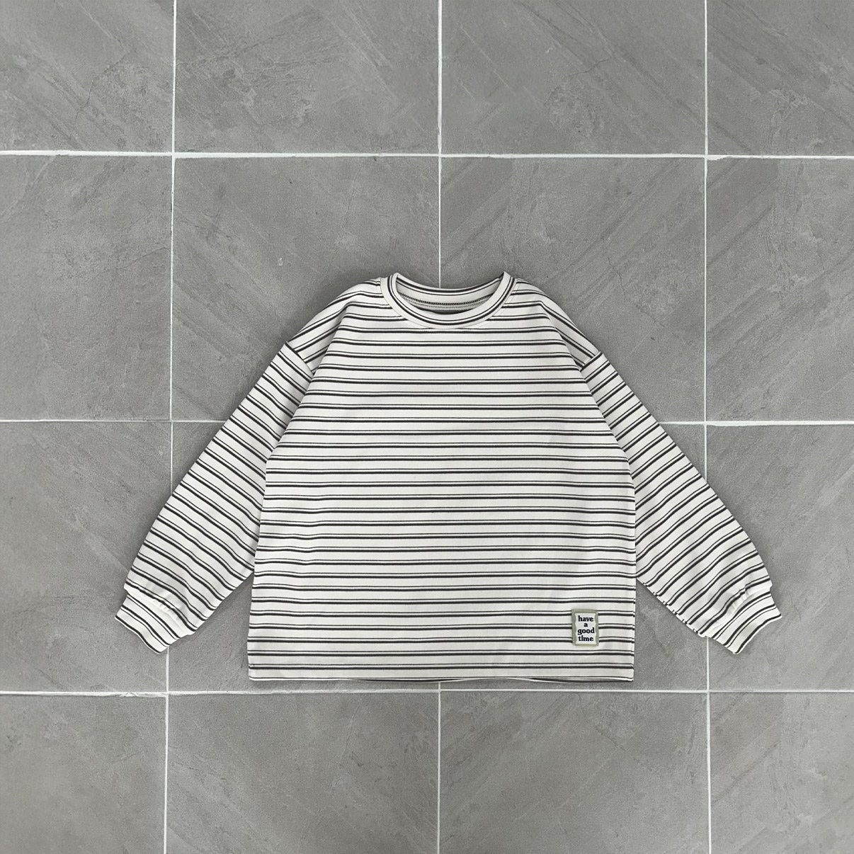 Toddler W25 Stripe Long Sleeve Loose Fit Top (2 - 8y) - 2 Colors kids outfit