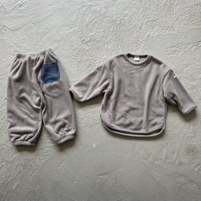 Toddler W25 Terry Cloth Curved Hem Long Sleeve Top and Jogger Pants (2 - 7y) - 2 Colors kids outfit