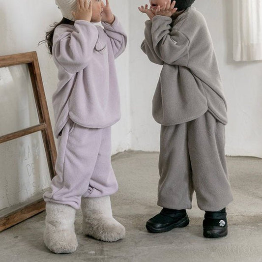 Toddler W25 Terry Cloth Curved Hem Long Sleeve Top and Jogger Pants (2 - 7y) - 2 Colors kids outfit