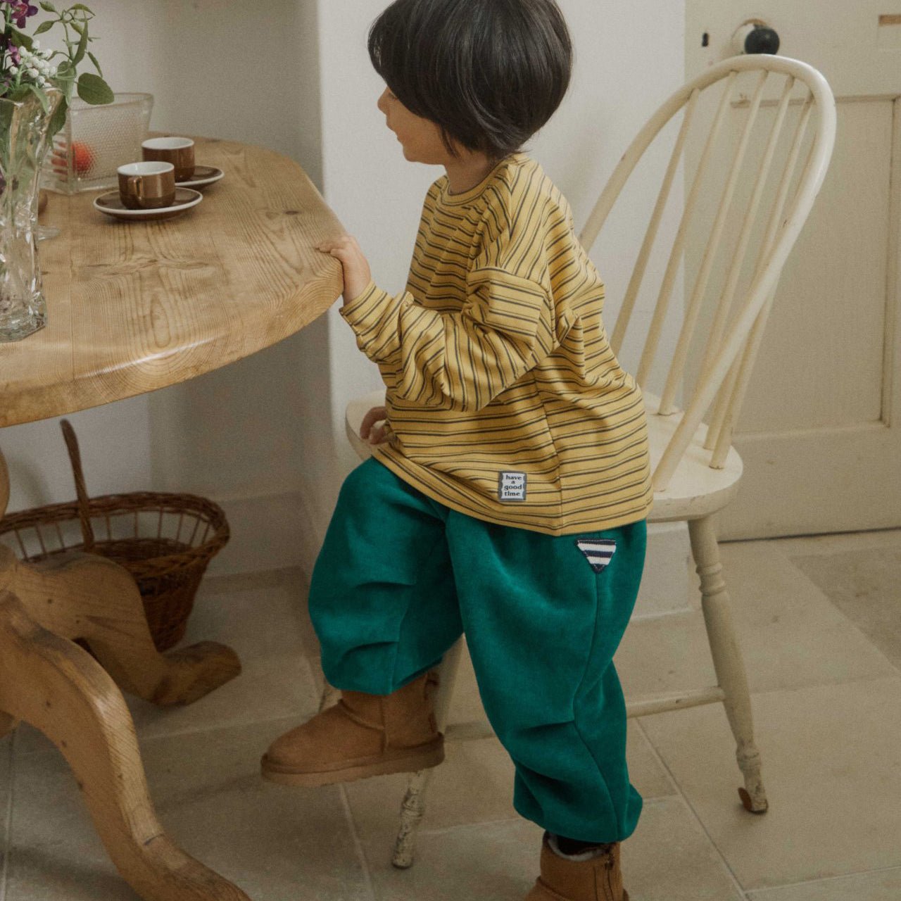 Toddler W25 Velour Jogger Pants (2 - 8y) - Green kids outfit