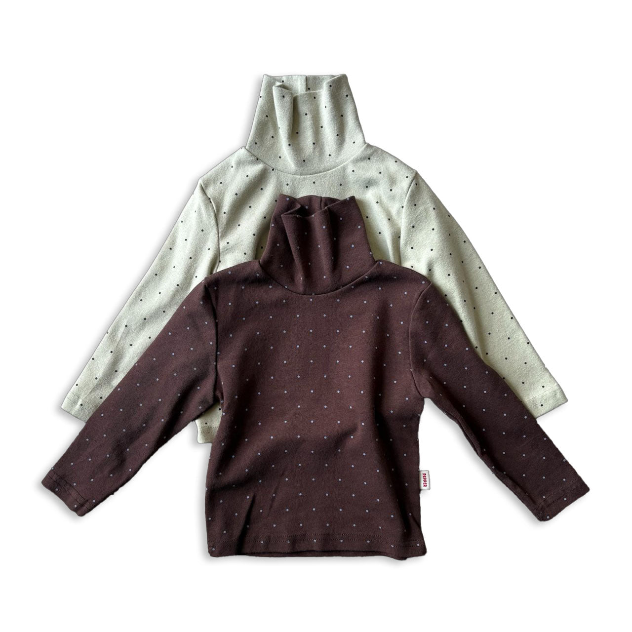Toddler W25 Warm Fleece Polka Dot Mock Neck Long Sleeve Top (1 - 7y) - 2 Colors kids outfit