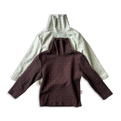 Toddler W25 Warm Fleece Polka Dot Mock Neck Long Sleeve Top (1 - 7y) - 2 Colors kids outfit