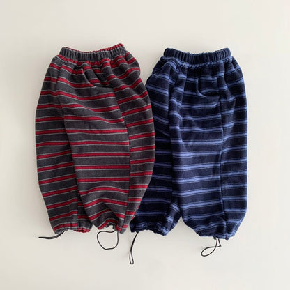 Toddler W25 Warm Fleece Stripe Adjustable Hem Jogger Pants (1 - 7y) - 2 Colors kids outfit