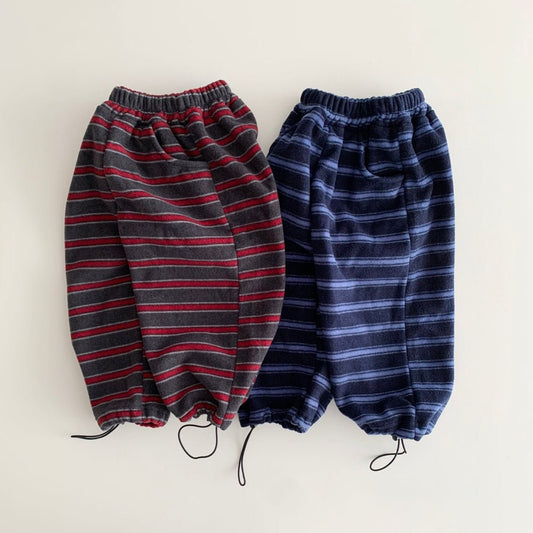 Toddler W25 Warm Fleece Stripe Adjustable Hem Jogger Pants (1 - 7y) - 2 Colors kids outfit