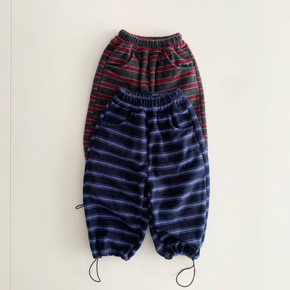 Toddler W25 Warm Fleece Stripe Adjustable Hem Jogger Pants (1 - 7y) - 2 Colors kids outfit