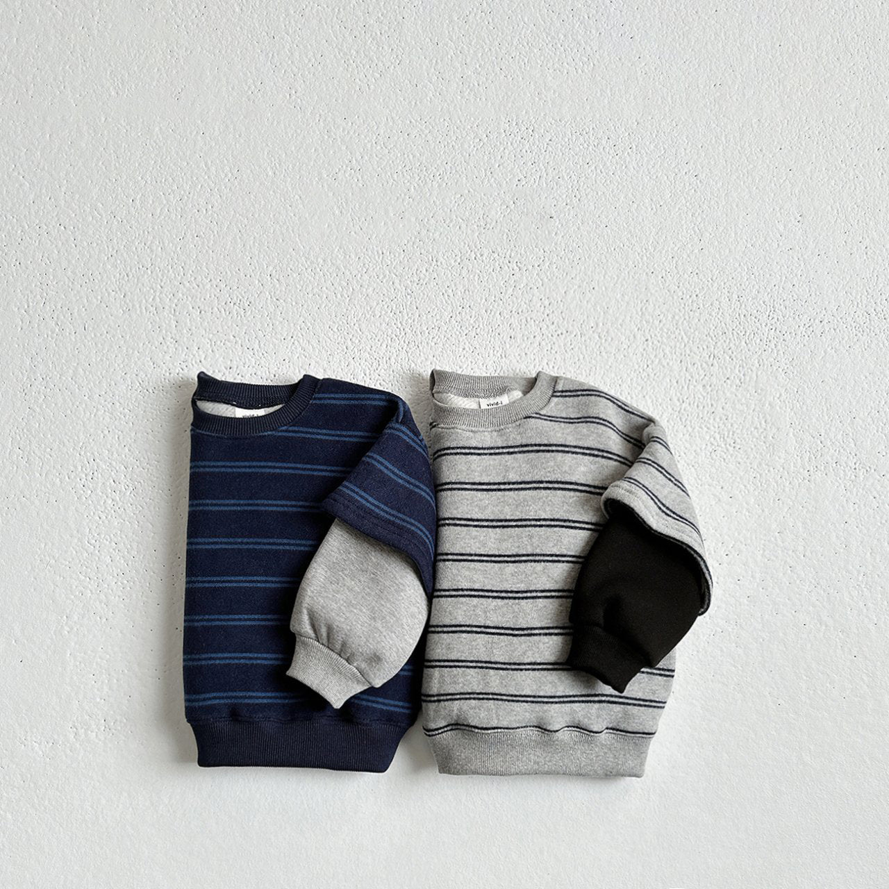Toddler W25 Warm Stripe Layered Long Sleeve Sweatshirt (1 - 10y) - 2 Colors kids outfit