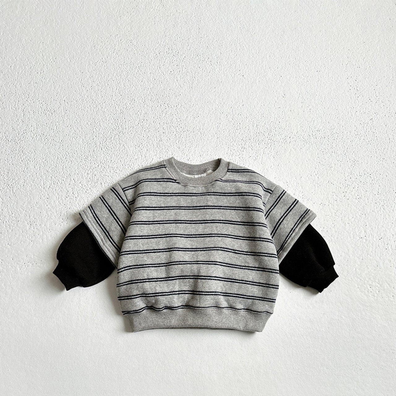 Toddler W25 Warm Stripe Layered Long Sleeve Sweatshirt (1 - 10y) - 2 Colors kids outfit