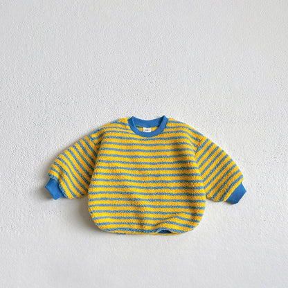 Toddler W25 Warm Stripe Sherpa Long Sleeve Sweaetshirt (1 - 6y) - 3 Colors kids outfit