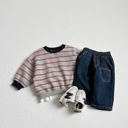Toddler W25 Warm Stripe Sweatshirt and Jogger Pants Set (1 - 6y) - 3 Colors kids outfit