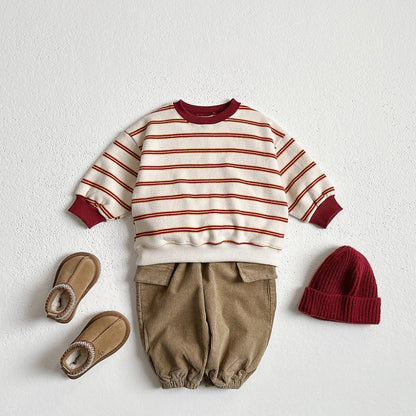 Toddler W25 Warm Stripe Sweatshirt and Jogger Pants Set (1 - 6y) - 3 Colors kids outfit