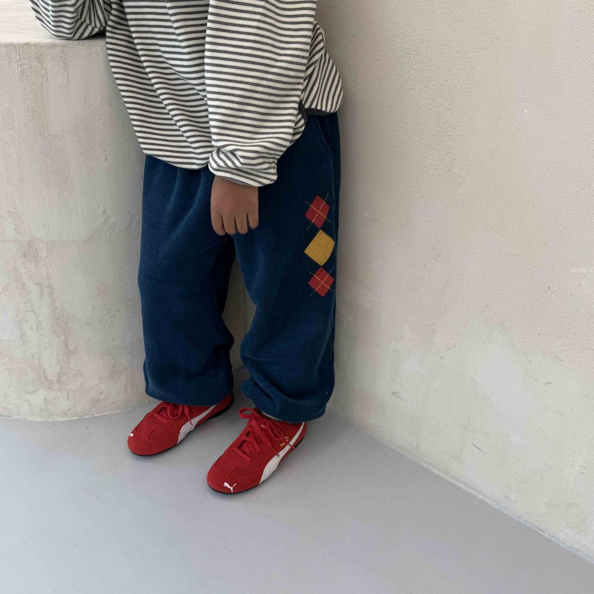Toddler W25 Warm Terry Cloth Argyle Jogger Pants (3 - 7y) - 2 Colors kids outfit