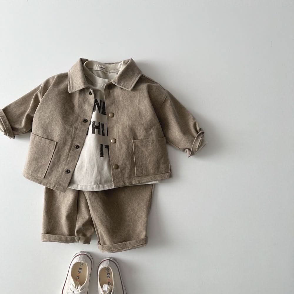 Toddler Washed Fabric Pocket Jacket (1 - 6y) - 2 Colors kids outfit