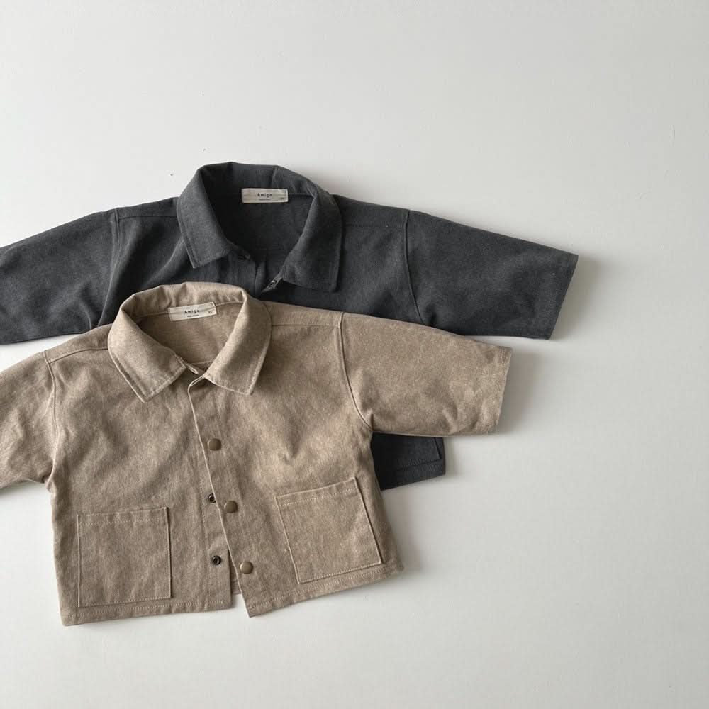 Toddler Washed Fabric Pocket Jacket (1 - 6y) - 2 Colors kids outfit