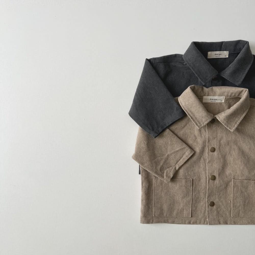 Toddler Washed Fabric Pocket Jacket (1 - 6y) - 2 Colors kids outfit