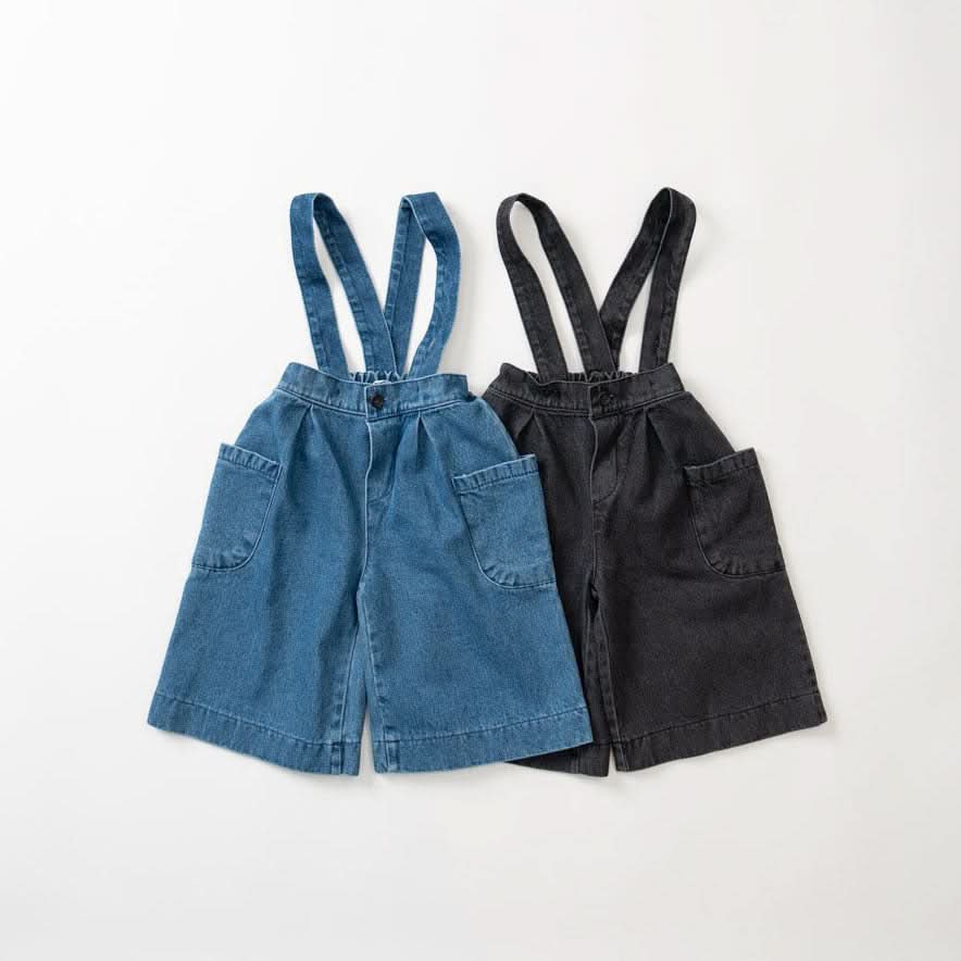 Toddler Wide Leg Denim Pants With Detachable Suspender (1 - 6y) - 2 Colors kids outfit