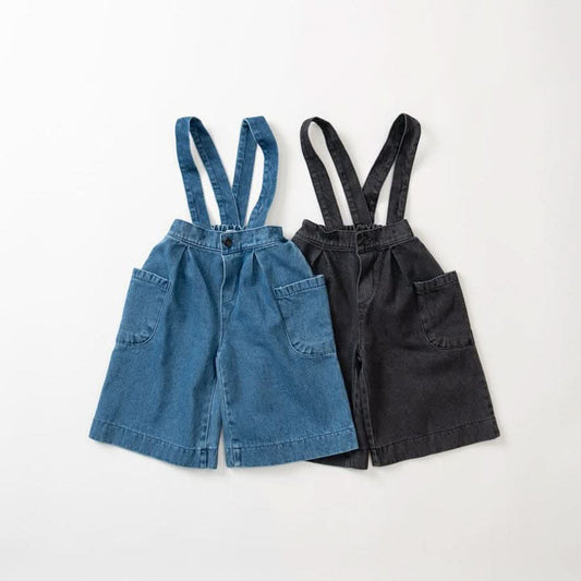 Toddler Wide Leg Denim Pants With Detachable Suspender (1 - 6y) - 2 Colors kids outfit