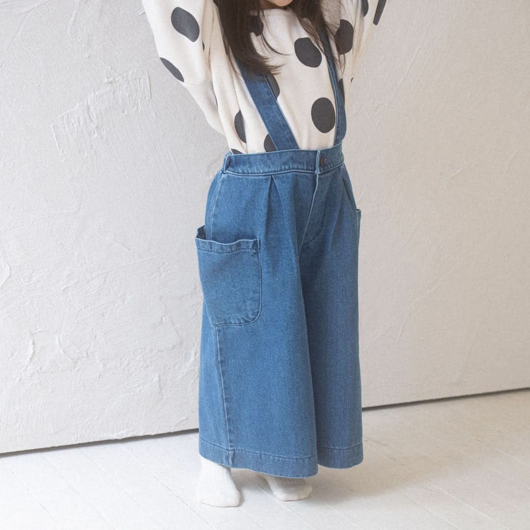 Toddler Wide Leg Denim Pants With Detachable Suspender (1 - 6y) - 2 Colors kids outfit