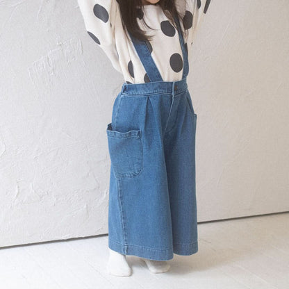 Toddler Wide Leg Denim Pants With Detachable Suspender (1 - 6y) - 2 Colors kids outfit