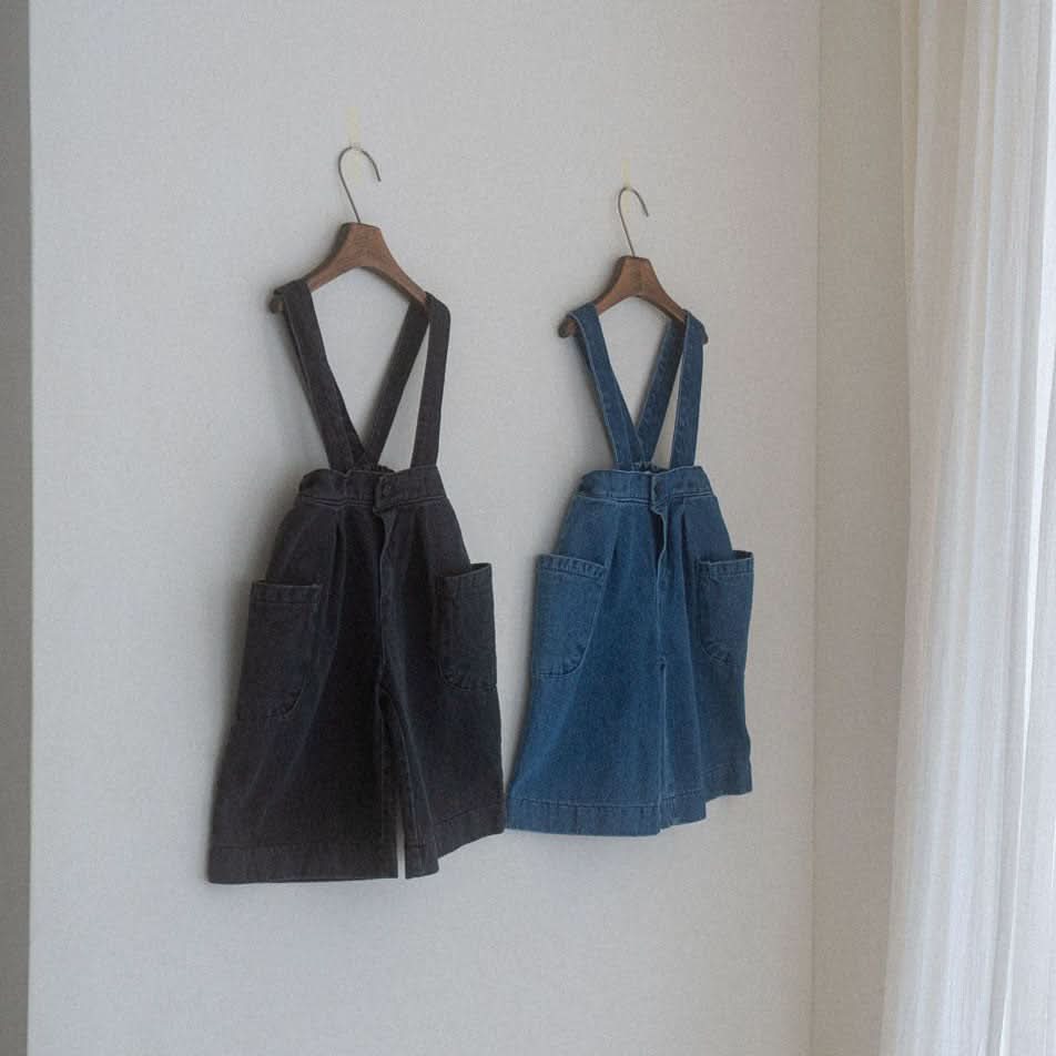 Toddler Wide Leg Denim Pants With Detachable Suspender (1 - 6y) - 2 Colors kids outfit