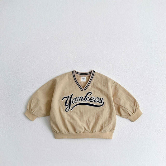 Toddler/Junior Embroidery Long Sleeve V-neck Pullover (1-10y) - 3 Colors kids outfit