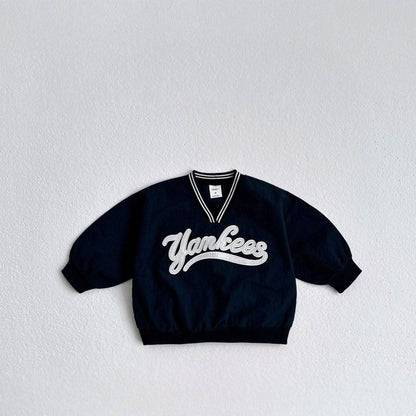 Toddler/Junior Embroidery Long Sleeve V-neck Pullover (1-10y) - 3 Colors kids outfit