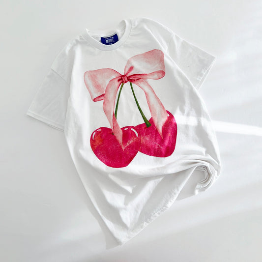 Women's Cherry Bow Graphic Tee - White kids outfit
